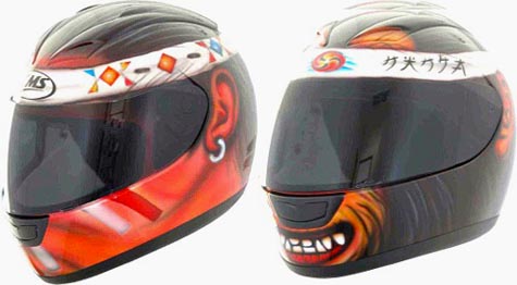 CMS motorcycle helmet Indian Hairbrush and Ninja Hairbrush