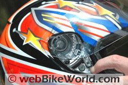 CMS GP-4 motorcycle helmet - quick release visor mechanism