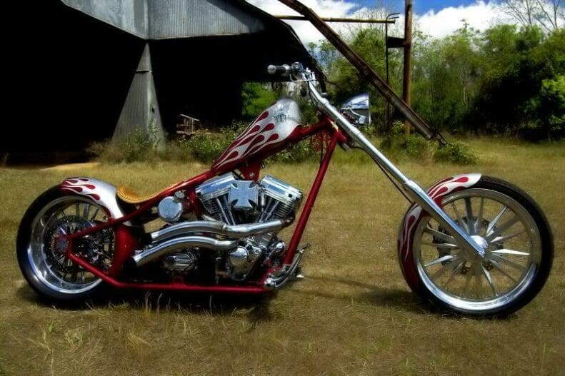 CFL 4up Red Silver Flames built by West Coast Choppers - WCC of U.S.A.