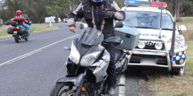 Rider pulled over by police licence checks