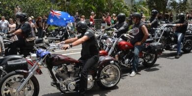 Riders protest the laws at the January 26 rally in Roma St