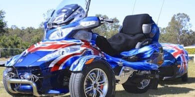 John and Rose England's patriotic Can-Am Spyder and trailer