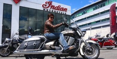 Mrs MotorbikeWriter saddles up for the Victory/Indian shop ride independent