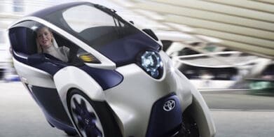 Toyota iRoad leaning three-wheeler