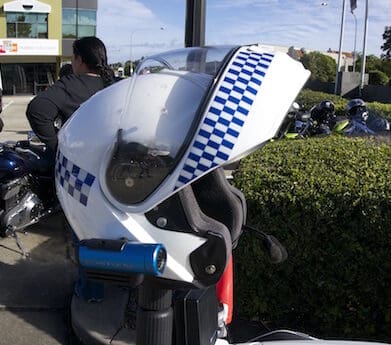 Police cops speed speeding charity ride helmet cameras modular