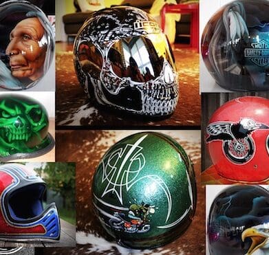 Painted motorcycle helmets