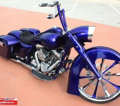 A Custom bagger at the Harley-Daviodson 110th anniversary in Milwaukee