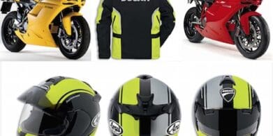 Ducati fluoro helmet and jacket