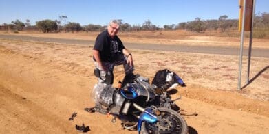 Mark Taylor crashes in roadworks clay