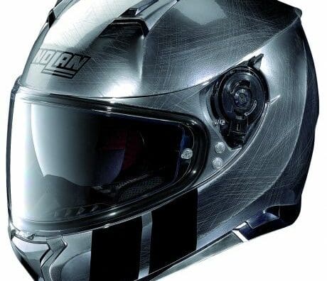 Nolan N-87 helmet in scratched chrome