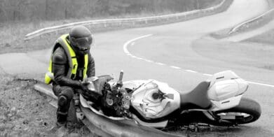 Helite Airvest offers airbag protection in a motorcycle crash barriers