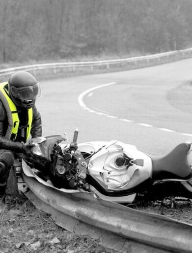 Helite Airvest offers airbag protection in a motorcycle crash barriers