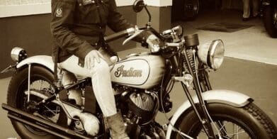 Julie Jasper rides old Indian Scout around Australia for domestic violence victims