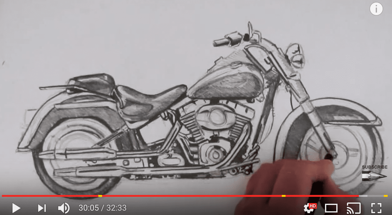 How To Draw a Harley Davidson Motorcycle webBikeWorld