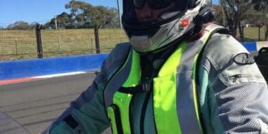 Karen Curley Bathurst Circuit in Helite airbag vest