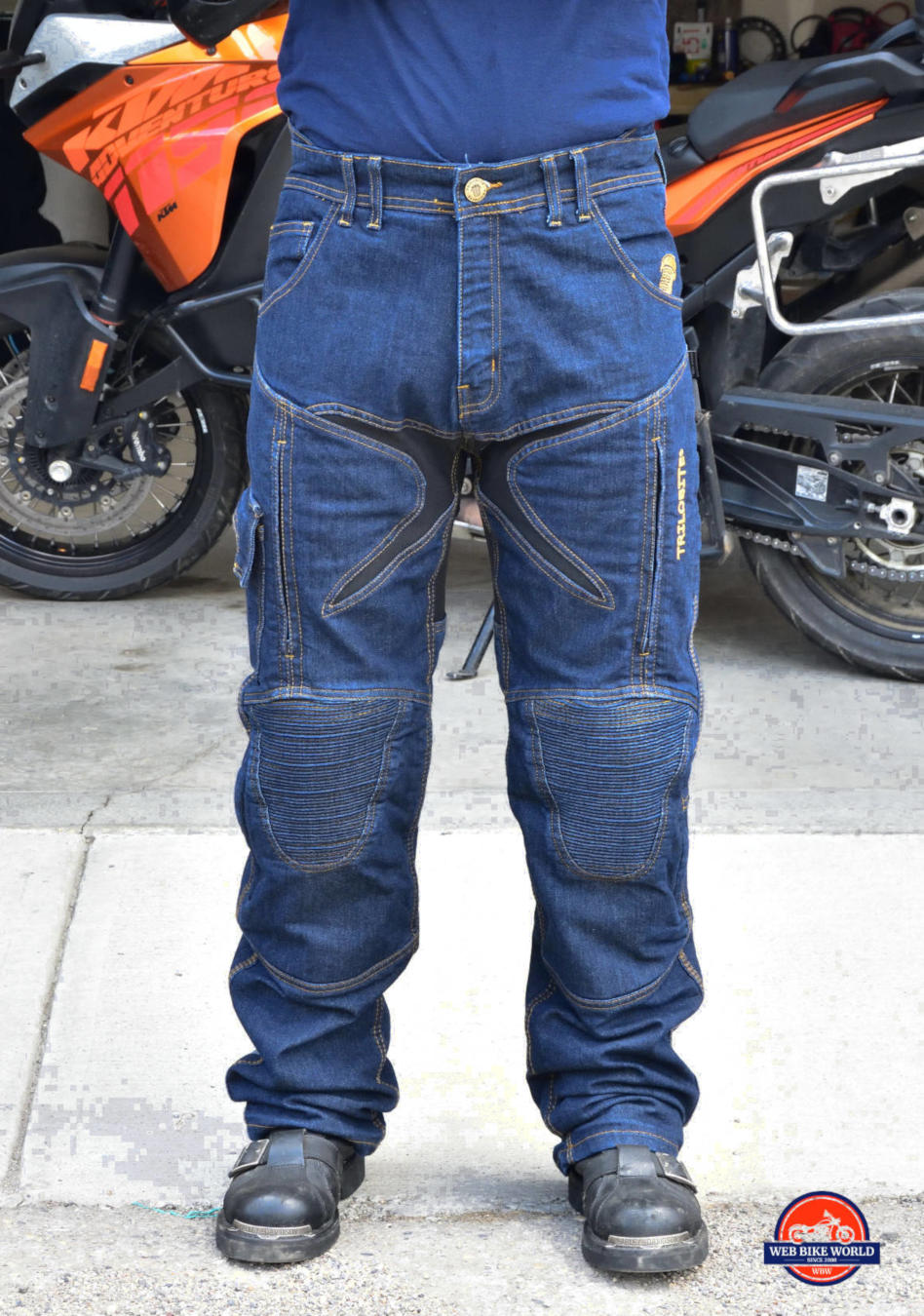 motorcycle blue jeans
