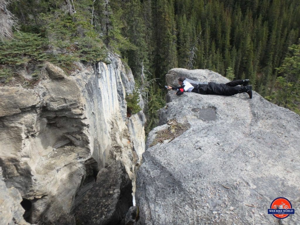 The secret waterfall somewhere along the Icefield Parkway near Jasper, AB.