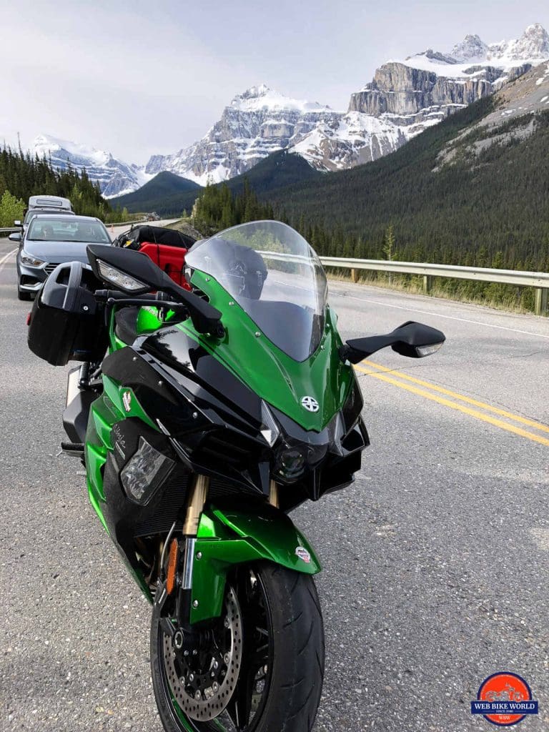 The beautiful Rocky Mountains and the beautiful Kawasaki Ninja H2SX SE.