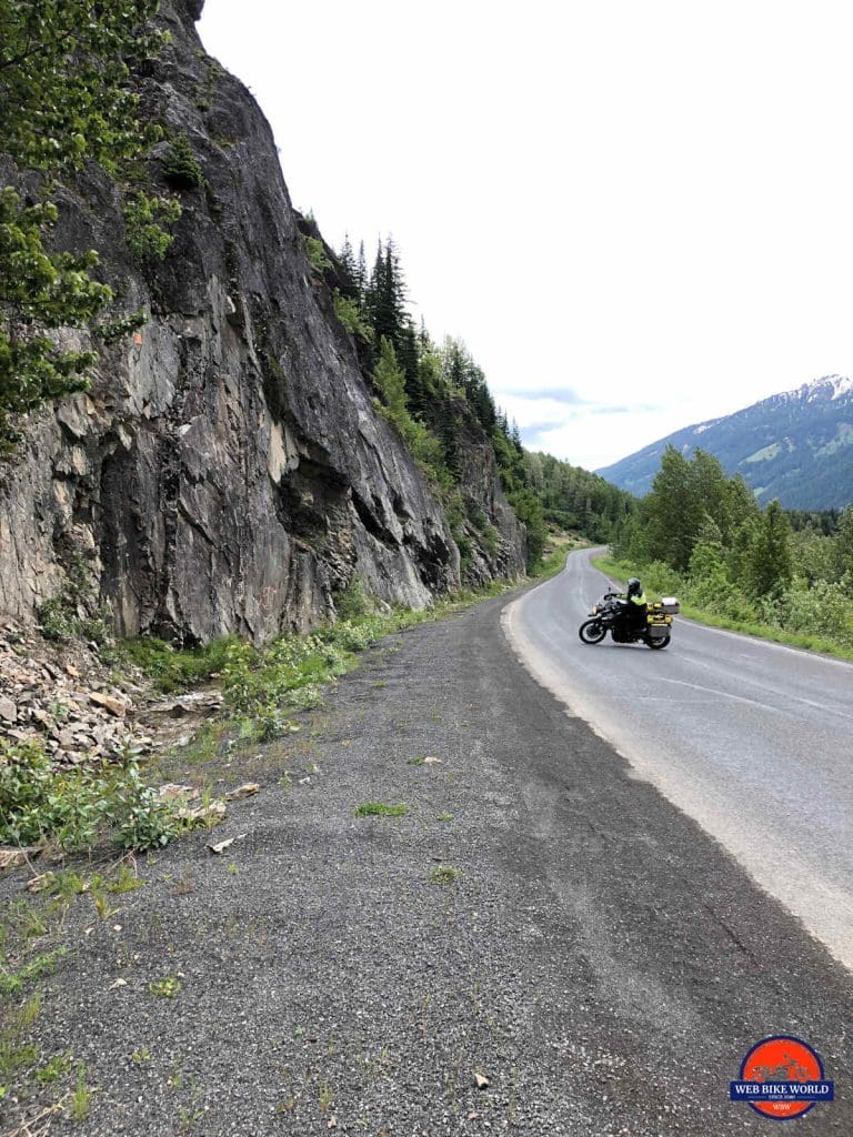 Rocky wall along the highway near Stewart, BC.