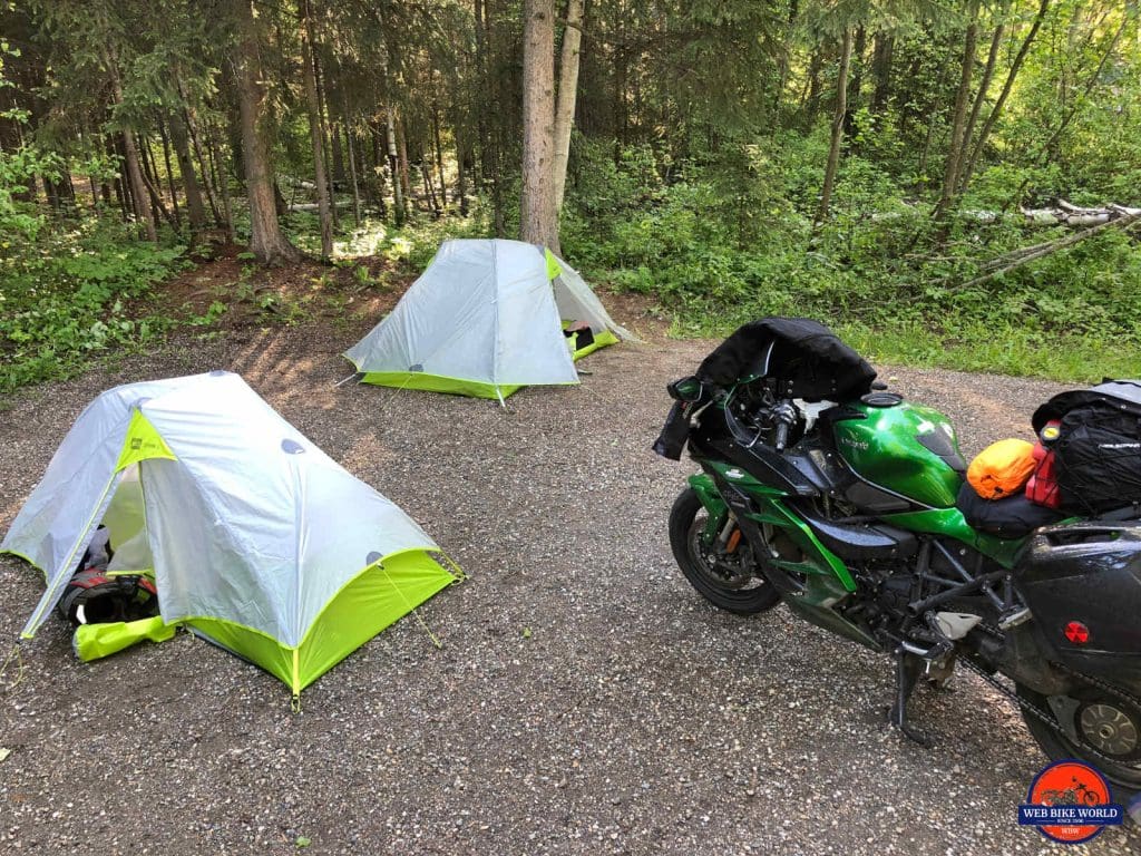 Our campsite at Liard Hot springs.