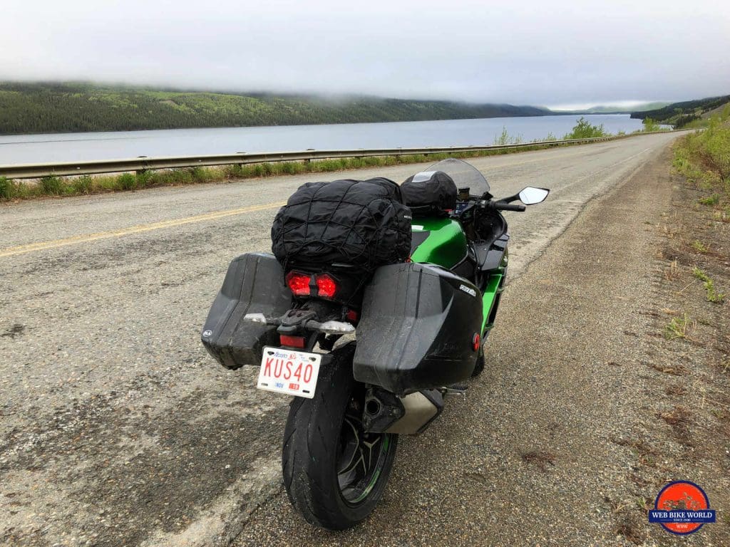 My Ninja H2SX SE parked on the side of highway 2 near Fox Lake.