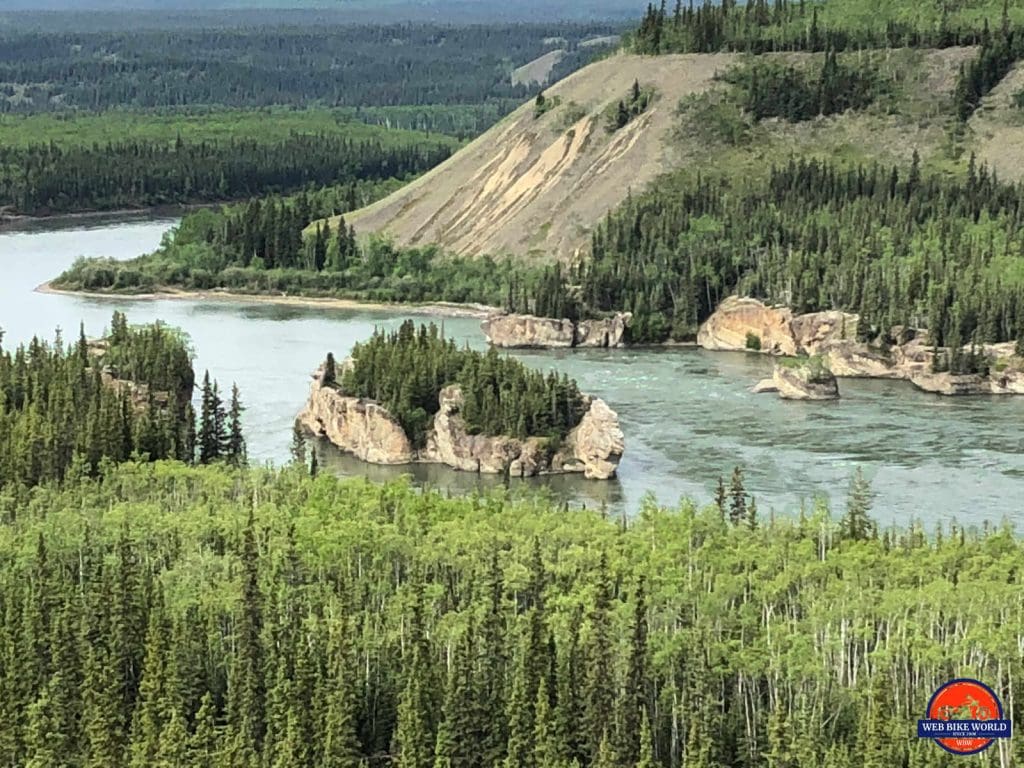 Beautiful sandstone cliffs and islands in a river.