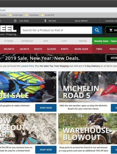 2Wheel.com eCommerce website for motorcycles, helmets, utv/atv, and snowmobiles