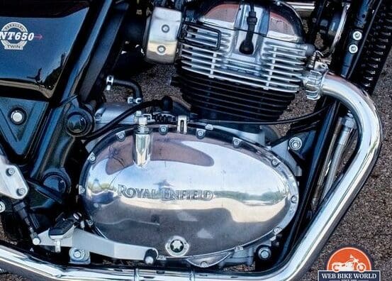 The new Royal Enfield 650cc parallel twin engine.