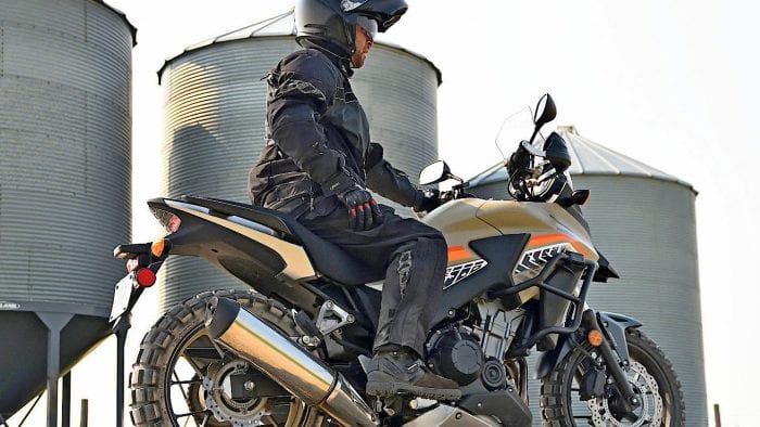 Me on a 2016 Honda CB500X outfitted with TKC80 tires.