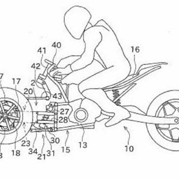 Kawasaki three-wheeled tilting motorcycle