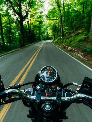 POV of riding motorcycle on road