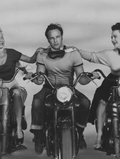 Marlon Brando Riding A Triumph Thunderbird In A Promotional Poster