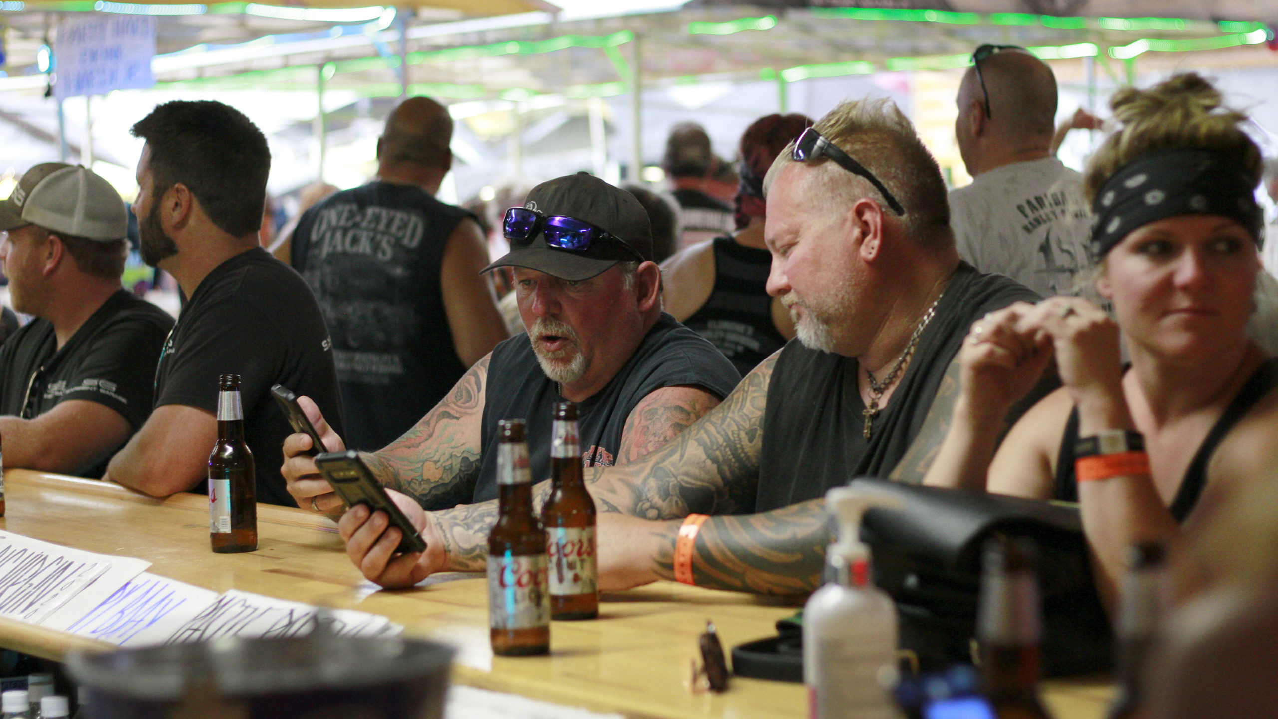 A group of bikers present at the 2021 Sturgis Motorcycle Rally