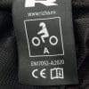 Close-up of CE information on Richa Softshell WP Pants