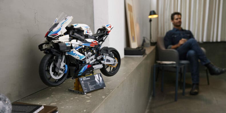 A view of the new LEGO Technic kit for BMW Motorrad's M 1000RR