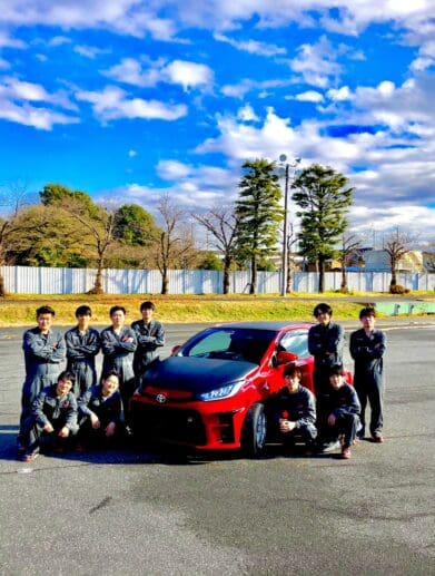 A view fo the "Yyaris Jr", a custom mini car modded out with a Kawasaki Ninja ZX-14 engine, courtesy of SAIJIDAI Automotive Shop and Saitama Automotive College