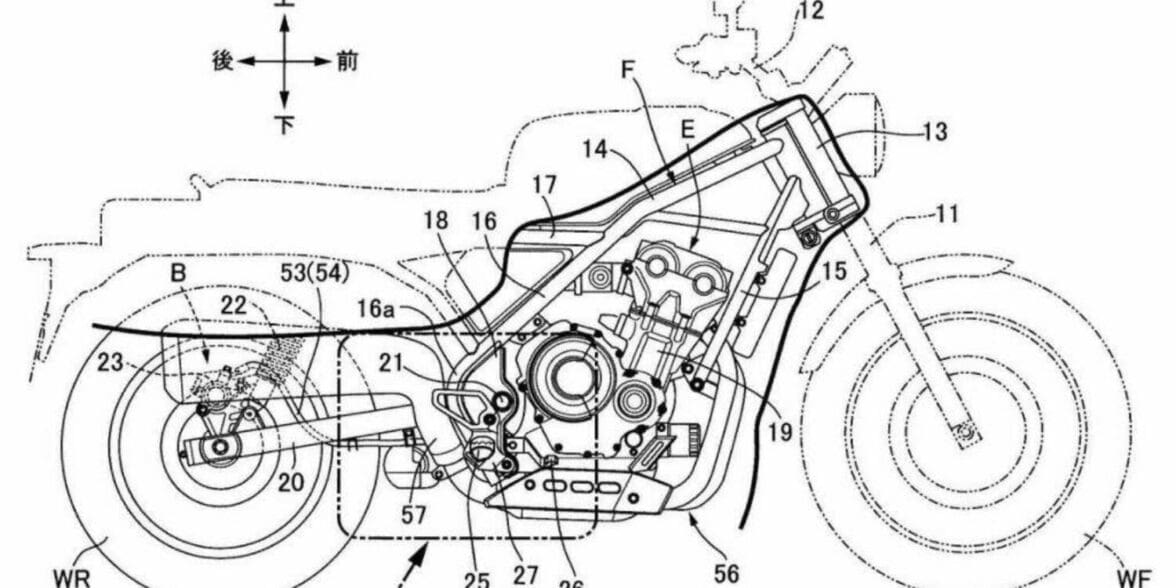 A view of the patent image associated with a potential new Honda 1100 Hawk