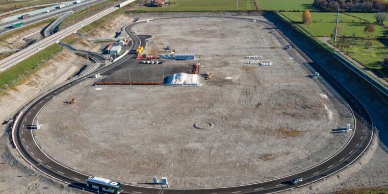 A view of the "Arena of the Future" - an electric charging highway in Italy currently undergoing test phase