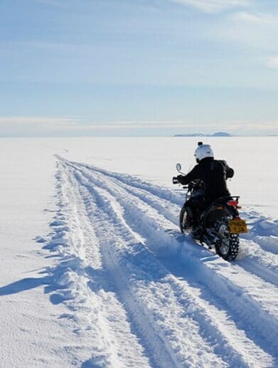 A view of #90South - an expedition to the South Pole led by Royal Enfield's bike team on two himalayans