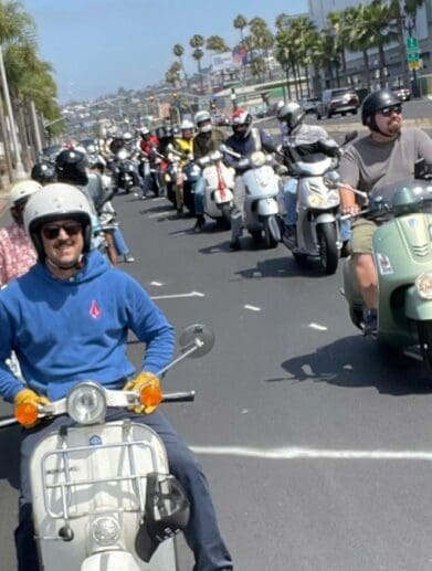 Riders on their Vespas at an Amerivespa event