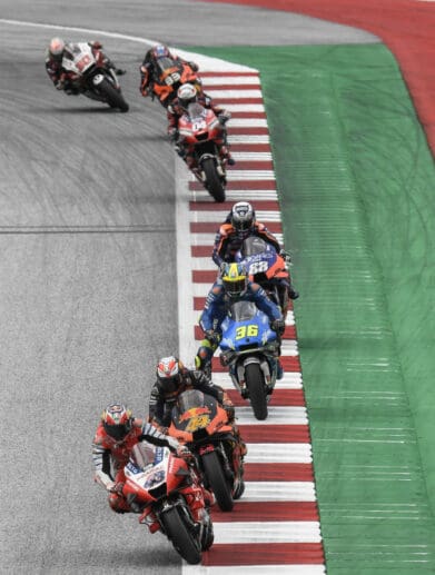 A view of MotoGP rides on the circuit