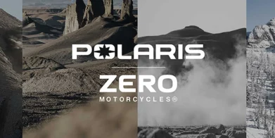 A view of the collaborative advert logo used by Polaris and Zero Motorcycles