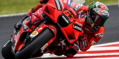 A view of Pecco Bagnaia atop his Ducati Lenovo machine, which was purportedly not yet ready for him by the time this past weekend came around.