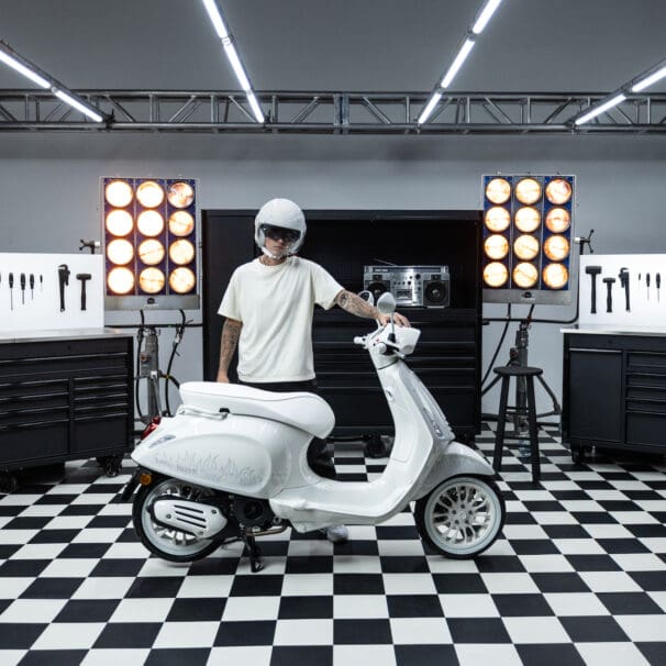 A view of Justin Bieber's recent collaboration with Vespa, including his use of a machine pre-collab