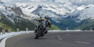 A view of motorcycle riders enjoying nice weather on the road