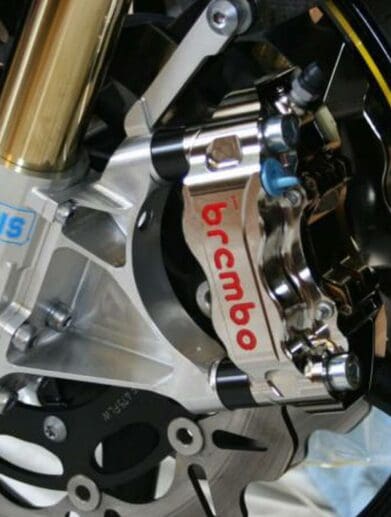 A view of Brembo brakes on various motorcycle models