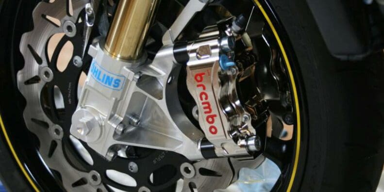 A view of Brembo brakes on various motorcycle models