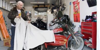 A view of President Biden in affiliation with a handful of motorcycles