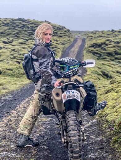 Vanessa Ruck I South Wales next to her trials bike. Photo courtesy of her website, TheGirlOnaBike.