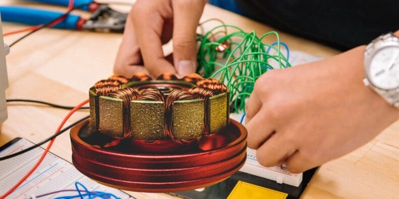 Robert Sansone with his revolutionary synchronous reluctance motor. Media sourced from Benzinga.